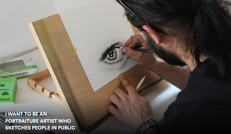 A man drawing a picture